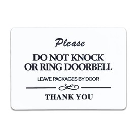 Kacenamo Do Not Knock or Ring Doorbell Sign, 3.5×5 Inch Acrylic Signs, Self Stick – Long Lasting – Waterproof - Porcelain White Acrylic, Acrylic Designer Plexiglass Sign(1 PACK, Do not knock)