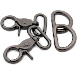 Trigger Snaps with D Rings, 6 Sets Hook Clasps Oval Swivel Trigger Clips Hooks Clips Snap for Straps Bags Belting Leathercraft (Gunmetal,1")