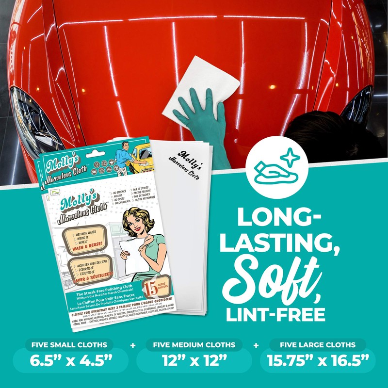Molly's Marvelous Cloth, Streak-Free, Lint-Free Microfiber Cleaning Cloth, Polishing Cloth