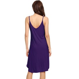 WiWi Bamboo Viscose Slip Dress for Women Plus Size Chemise Nightgown Comfy Full Spaghetti Strap Dresses S-4X, Dark Purple, XX-Large