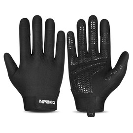 INPAKO Workout Gloves for Men Women, Grip Full Palm Protection Padded Exercise Gloves for Weightlifting, Training, Fitness Breathable Lightweight Black L
