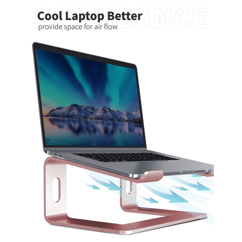 SOUNDANCE Laptop Stand, Aluminum Computer Riser, Ergonomic Laptops Elevator for