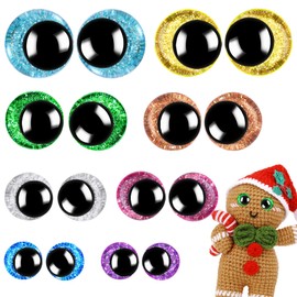 160PCS Large Safety Eyes for Amigurumi 3D Glitter Crochet Doll with Washers for DIY Puppets Bear Crafts Animals Amigurumi Making Supplies(12-18mm)