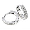 Sterling Silver & Genuine Crystal Huggie Hoop Earring (Silver)