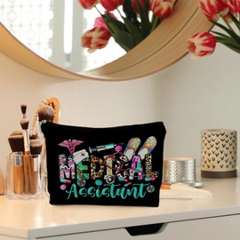 RYYCDOI Medical Assistant Gifts, Trendy Western Medical Assistant Makeup Bag, Nurse Gifts for Women, Registered Nurses Gifts, RN Gifts Cosmetic Bags Toiletry Bag for Women(black)