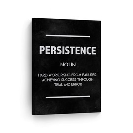 Smile Art Design Persistence Definition Dictionary Black Motivational Canvas Wall Art Inspirational Wall Art Entrepreneur Quote Canvas Print Modern Office Living Room Decor Gift Ready to Hang 36x24