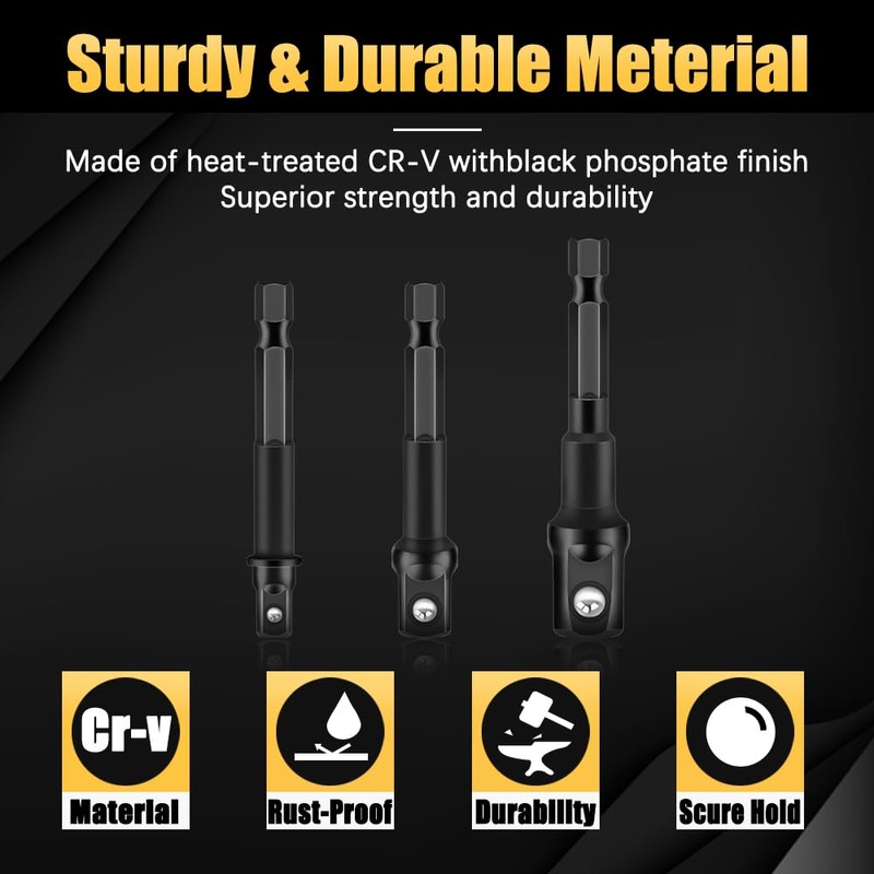 6PCS Impact Grade Socket Adapter Set, 1/4", 3/8", 1/2" Drive