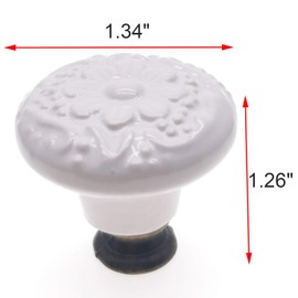 M MIMHOOY 6 Pcs Ceramic White Drawer Dresser Knobs Vintage Flower Cabinet Knobs Furniture Pull Handles