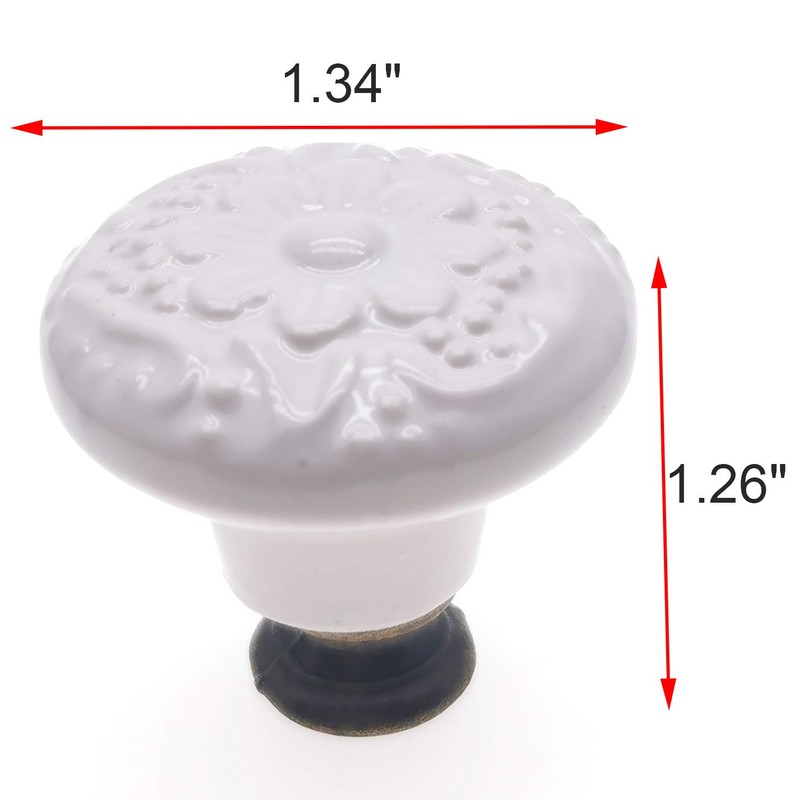 M MIMHOOY 6 Pcs Ceramic White Drawer Dresser Knobs Vintage
