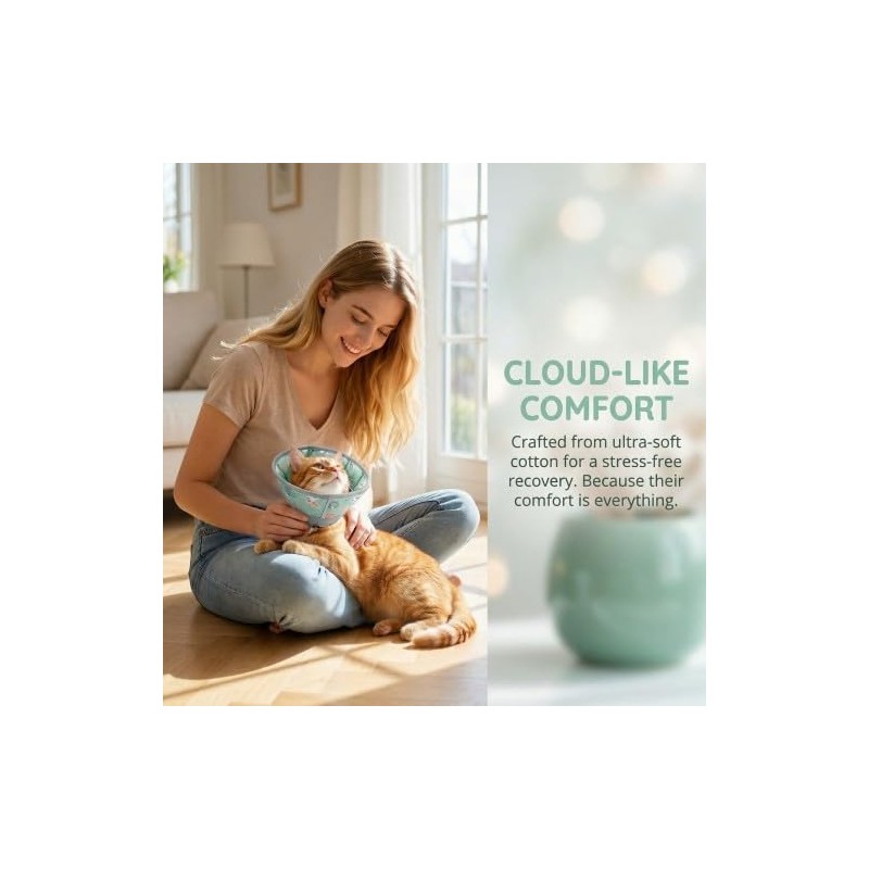 Soft Cat Cone Collar Adjustable, Cat Recovery Collar to Stop