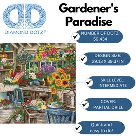 DIAMOND DOTZ ® - Gardener's Paradise, Partial Drill, Round Dotz, Diamond Painting Kits Flowers, Diamond Dotz For Adults, Diamond Art Kits for Adults, Diamond Art Flowers, 29.1"x39.4"