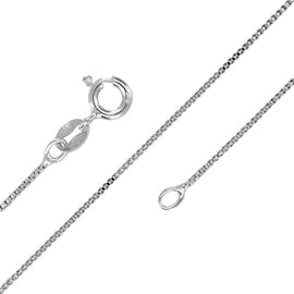 Designer Inspirations Boutique 18" Inch Sterling Silver 1 mm Thick Box Link/Square Link Chain Necklace for Women Teenager Girls - Trace/Fine Silver Chain - Weight: 2.6 Grams