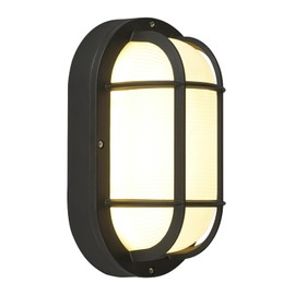 MULANDI Bulkhead Light Fixture with CCT（3000K-4000K-5000K） Selectablet - Glass Diffusers Outdoor Lighting, Lntegrated LED, Wet Location Rated for Patio/Deck/Basement (Black)