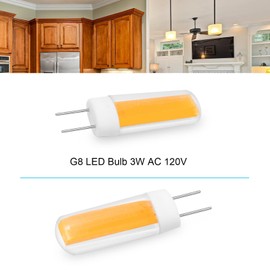 TZHILAN G8 LED Bulb Mini, T4 3W (30W Halogen Equivalent), Non-Dimmable, G8 Bi-Pin Flat Base, 3000K Warm White, 120V G8 Bulb for Puck Light, Under Cabinet Light, Under Counter Kitchen Lighting, 5-Pack