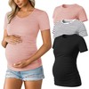 YGOODM Womens Summer Short Sleeve Shirts 3 Pack Maternity Pregnancy