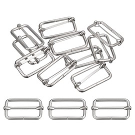 sourcing map Slides Buckles, 20pcs 38x20x4.8mm Metal Rectangle Adjuster Triglides Slide Buckle Roller Pin Buckles Slider Strap Adjuster for Belt Bags DIY Accessories, Silver Tone