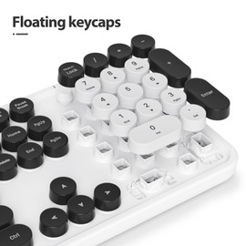 SbocKeeb Retro Punk Keyboard,Full Size Typewriter Keyboard Floating Key Design, Wired USB, with Foldable Stands Compatible with PC/Mac/Laptop/Computer Keyboard(White)