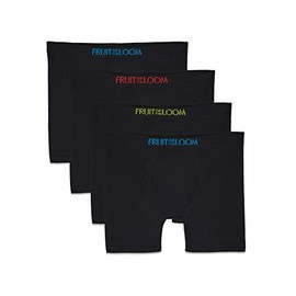Fruit of the Loom Boys' Seamless Comfort Boxer Brief Underwear, black (4 Pack) Large