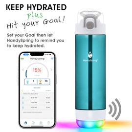 HANDYSPRING - Botella de agua inteligente con recordatorio para beber agua, luces y sonido, rastreador de admisión de agua, recargable, plástico Tritan con pajita, regalos para mujeres, hombres, mamá,