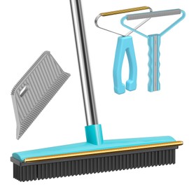 SOCCSO Carpet Rake - 60" Long Handle Pet Hair Removal with Metal Fabric Edge Design,Carpet Rake for Pet Hair Removal, Dog Cat Fur Remover Rubber Broom,Rug,Car Mat,Couch,Pet Bed,Furniture(4 Pack)