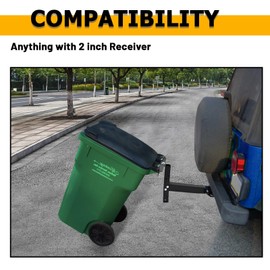 KUAFU Single Trash Can Hitch 2-inch Trash Can Receiver Mounted Garbage Hook for Lawn Mower Garden Tractors Steel Black