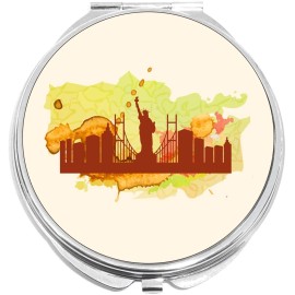 NewCharms New York City Watercolor Compact with Mirrors - Perfect for your Pocket or Purse