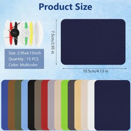 AUAUY 15PCS Iron on Patches, Premium Quality Iron-on Cotton Patches, 15 Colors Cuttable Patch with Sewing Kit for Clothing, Home Furnishing, Bags, Chair and More (10.5cm x 7.5cm)