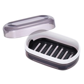 PATIKIL Travel Soap Case, Leakproof Soap Box Container with Lid Portable Bar Soap Holder for Indoor Outdoor Traveling, Camping Gym Bathroom, Black Small