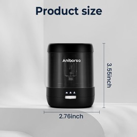 Aniborsa Electric Pencil Sharpener, USB & Battery Operated, Adjustable Nibs, Automatic Pencil Sharpener for Kids, Classroom, School, Home, Office, Black