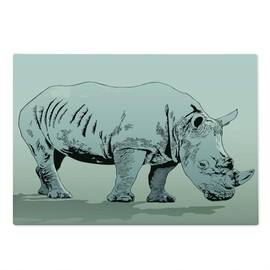 Ambesonne Animal Cutting Board, Wild Animals Themed Creature Illustration Tropical Nature Savannah Art, Decorative Tempered Glass Cutting and Serving Board, Large Size, Pale Green and Pale Blue