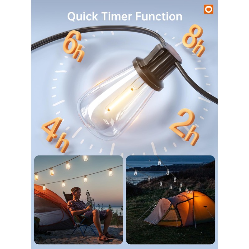 addlon 35FT Solar String Lights Outdoor, IP54 Waterproof Solar Powered