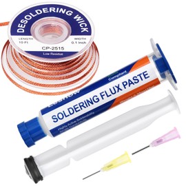 Lesnow Solder Flux Paste And Solder Wick Braid, No Clean Soldering Flux(10cc) Soldering Remover Tool, 10ft Desoldering Wick Braid For Electronics Repair For Disassemble Electrical Components