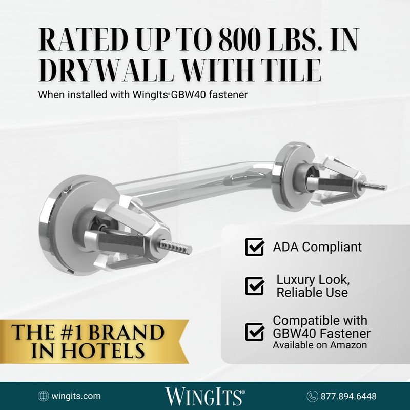 WingIts WGB6SS24 STANDARD Grab Bar, Concealed Mount, Satin Stainless Steel,