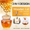 Bitbat Honey Pot 17oz Glass Honey Jar with Dipper, Wooden