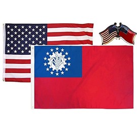 K's Novelties 2 Flag Set with Pin USA & Myanmar Old Burma Country 2x3 2'x3' Flag & Lapel Pin