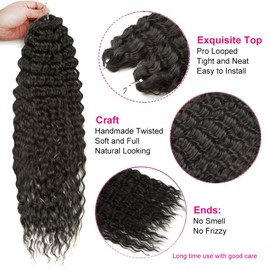 YEESHEDO 3 Packs 22 Inch Water Wave Twist Crochet Hair for Butterfly Locs Crochet Braids Bohemian Hair Extensions Pre-Looped Synthetic Hair Extensions for Women (1B#)