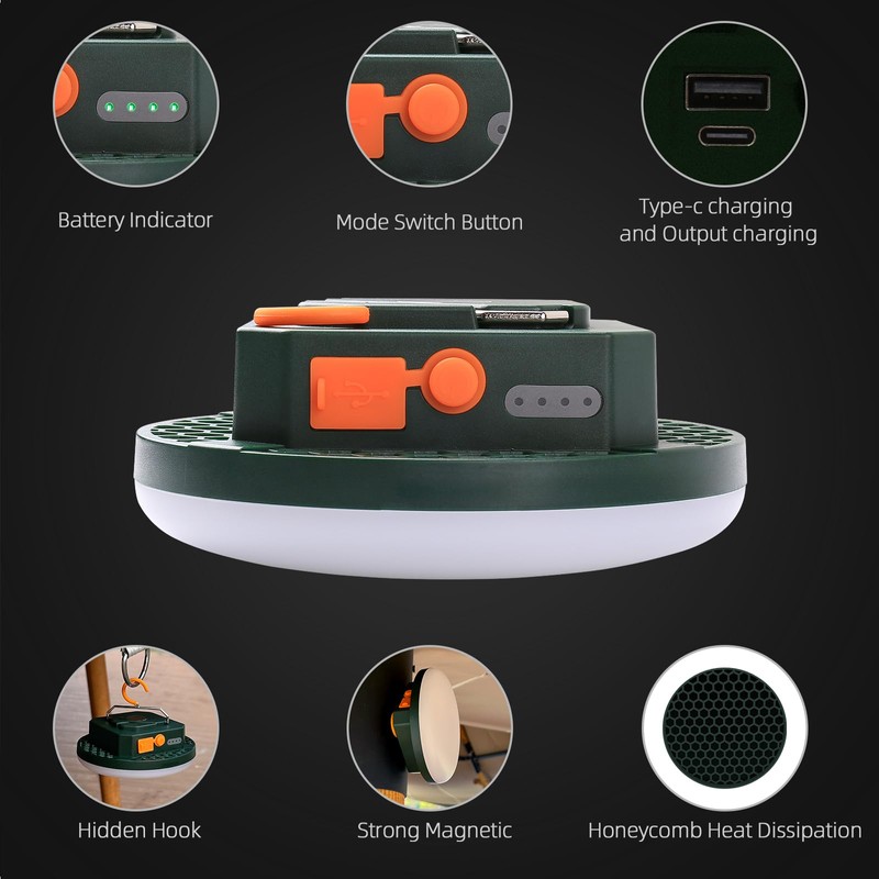 10000mAh Rechargeable Tent Light 3 Lighting Modes, 4000LM LED Portable