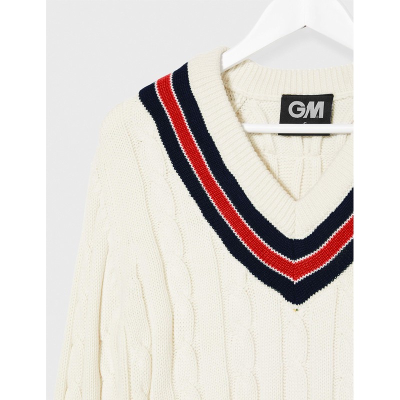 GM Cricket Sweater Navy/Red Medium