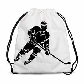 Sotunad Watercolor Giraffe Drawstring Backpack Colorful Necks Rainbow Drawstring Bags for Beach Swim Swimming Pool (Hockey Player)