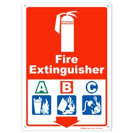 Brimar - 7 x 10" - Fire Extinguisher A B C Sign - Polyethylene Plastic - Easy Installation - Fire Extinguisher Identification