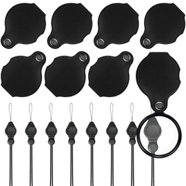 Elezeal 8-Pack Folding Magnifying Glass with Lanyard - 10X Mini Pocket Magnifier, Portable Handheld Folding Eye Loupe Magnifying Glass Lens for Reading, Jewelry Appraisal, and Crafts