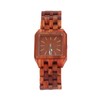 Geometric Dial Sandalwood Watch Calendar Quartz Movement Analog Wristwatch Red