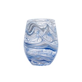 Juliska Puro Marbled Glasses (Blue, Stemless Wine Glass)