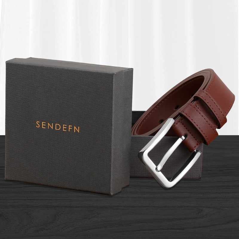 SENDEFN Men's Leather Belt, 38 mm Wide, Men's Belt for