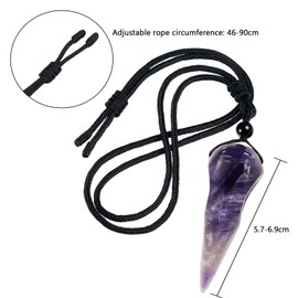 Nupuyai Carved Raven Skull Pendant Crystal Stone Crow Skull Chain with Adjustable Nylon Rope Viking Gothic Biker Jewellery for Men and Women, Nylon Obsidian amethyst Nylon Obsidian, Amethyst Obsidian