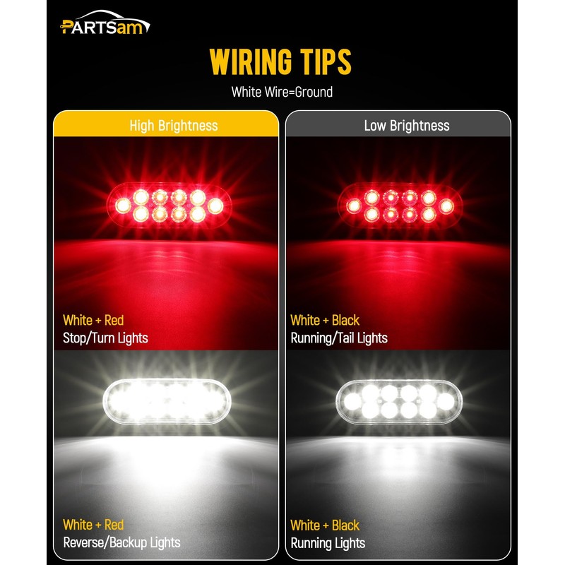 Partsam 6x Oval LED Trailer Tail Lights 10LEDs 6 Inch