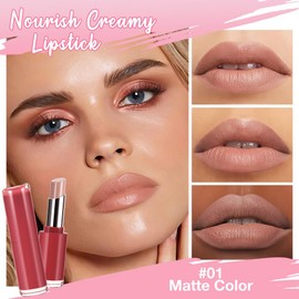 HHLTOH 2Pcs Honey Lipstick Tinted Lip Balm Set - Matte Tint Cream Lipsticks for All Skin Tones,Hydrating Lip Stain,Can be Buildable Nourishing Moisturizing Suitable for Women to Every Day Makeup 01&05
