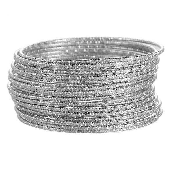 RINTOLER 20Pcs Silver Bangles Bracelets Set for Women - Multi