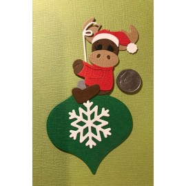 HANDMADE Die Cut / 1 Moose w/ Ornament Scrapbook / Card Embellishment