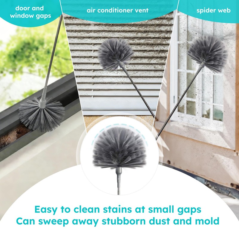 Overcomo 2-in-1 Extendable Long Feather Microfibre Duster&Cobweb Brush Set